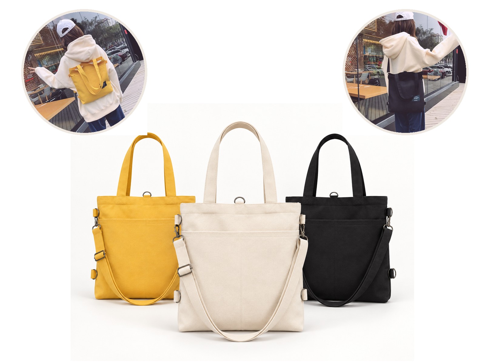 Bolsa tote mochila de canvas de doble uso