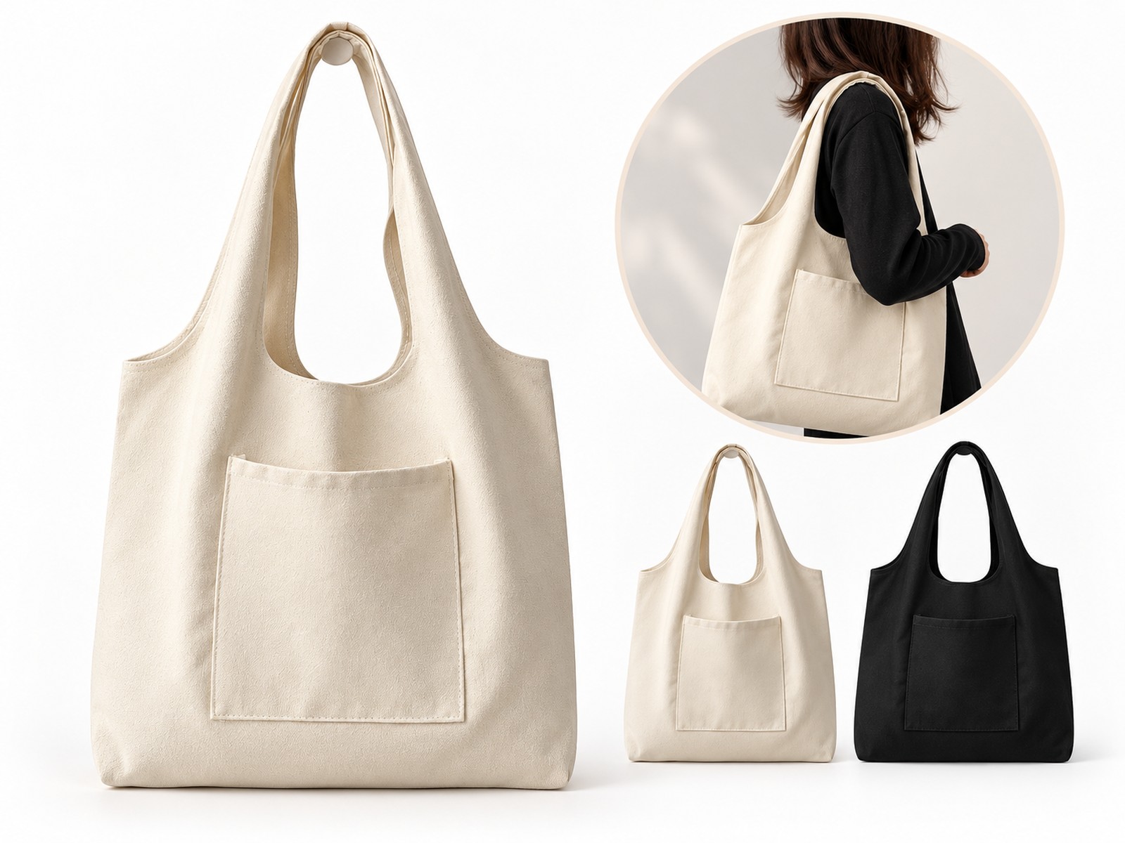 Bolsa de canvas con bolsillo frontal