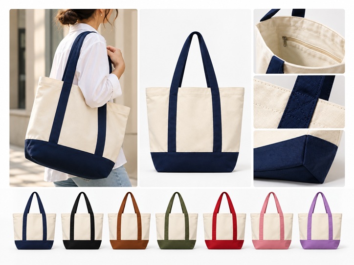 Bolsa tote de lona bicolor personalizada