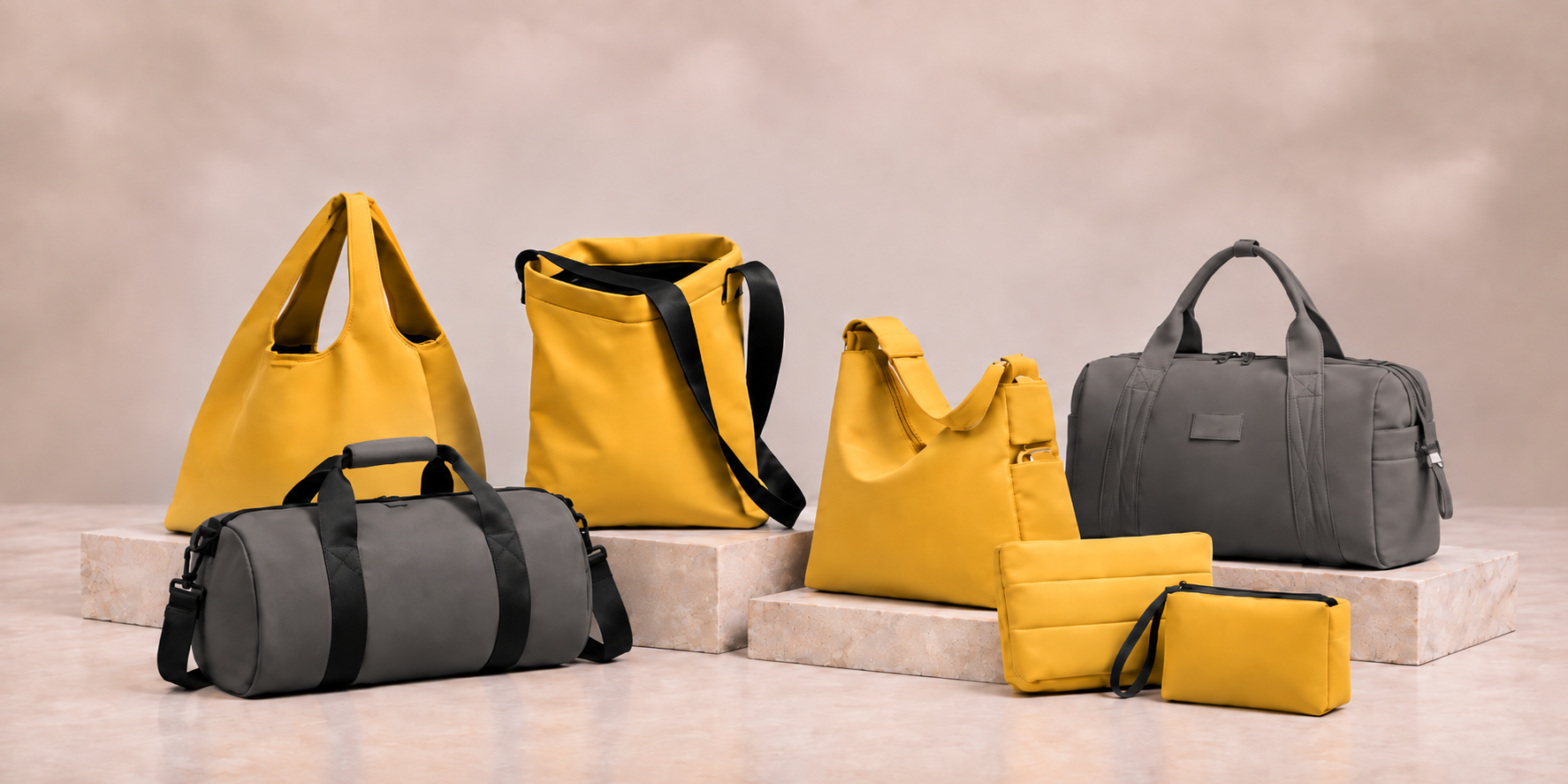 Bodegón de bolsas de neopreno personalizadas Brandedloop