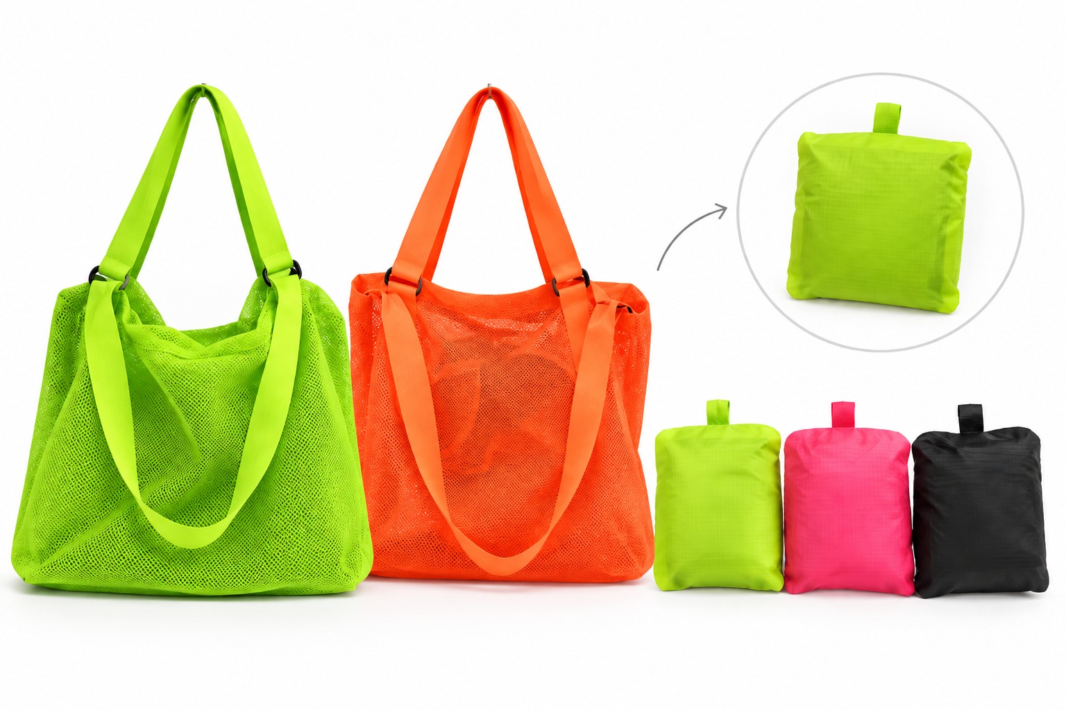 Tote de malla plegable personalizada