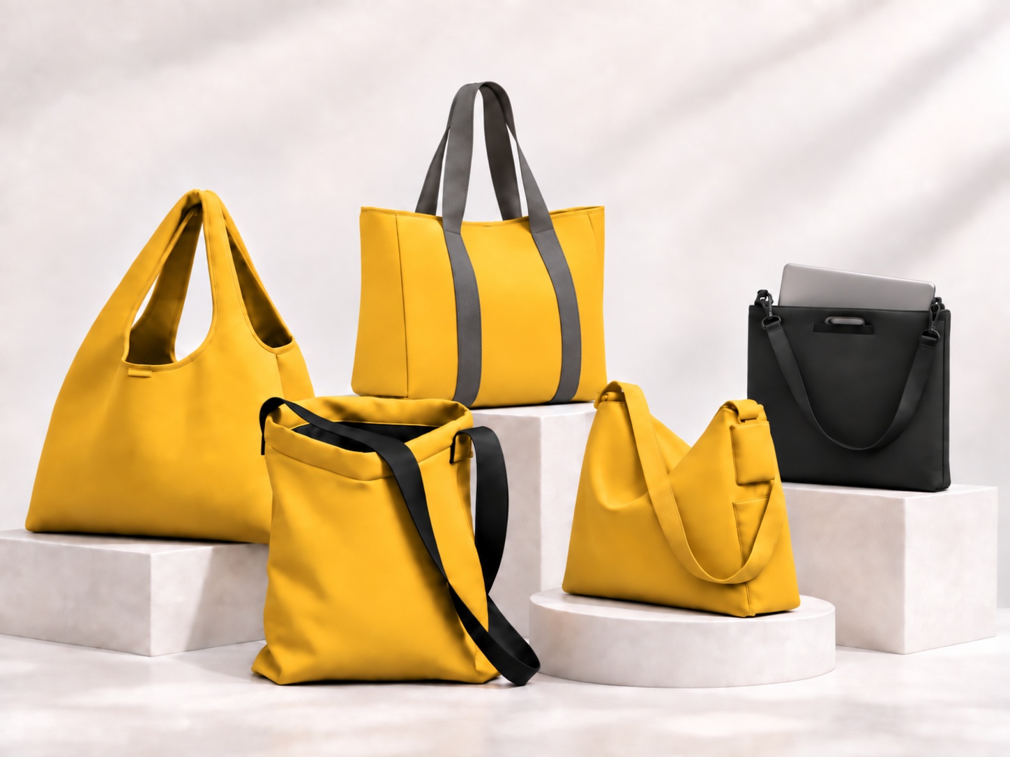 Bodegón de tote bags de neopreno personalizadas