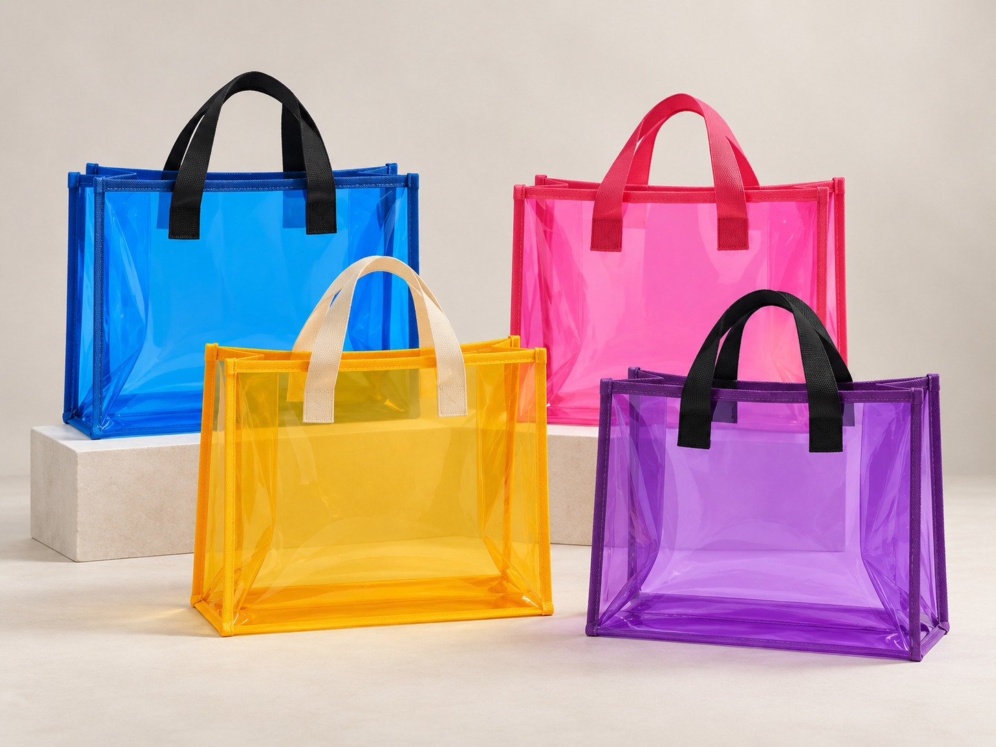 Bolsas tote de PVC transparente de colores