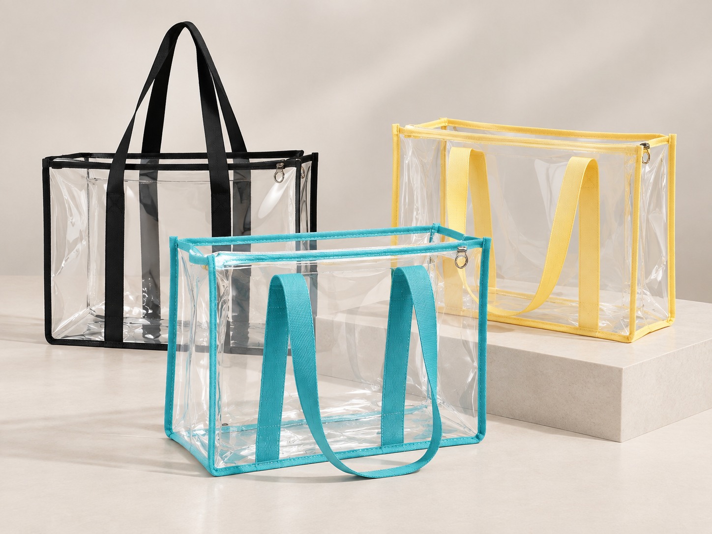 Bolsas tote de PVC transparente con cierre